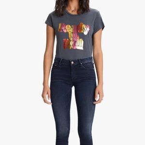 MOTHER Blue Skinny Jeans with Stretch “The Super Looker After Party”